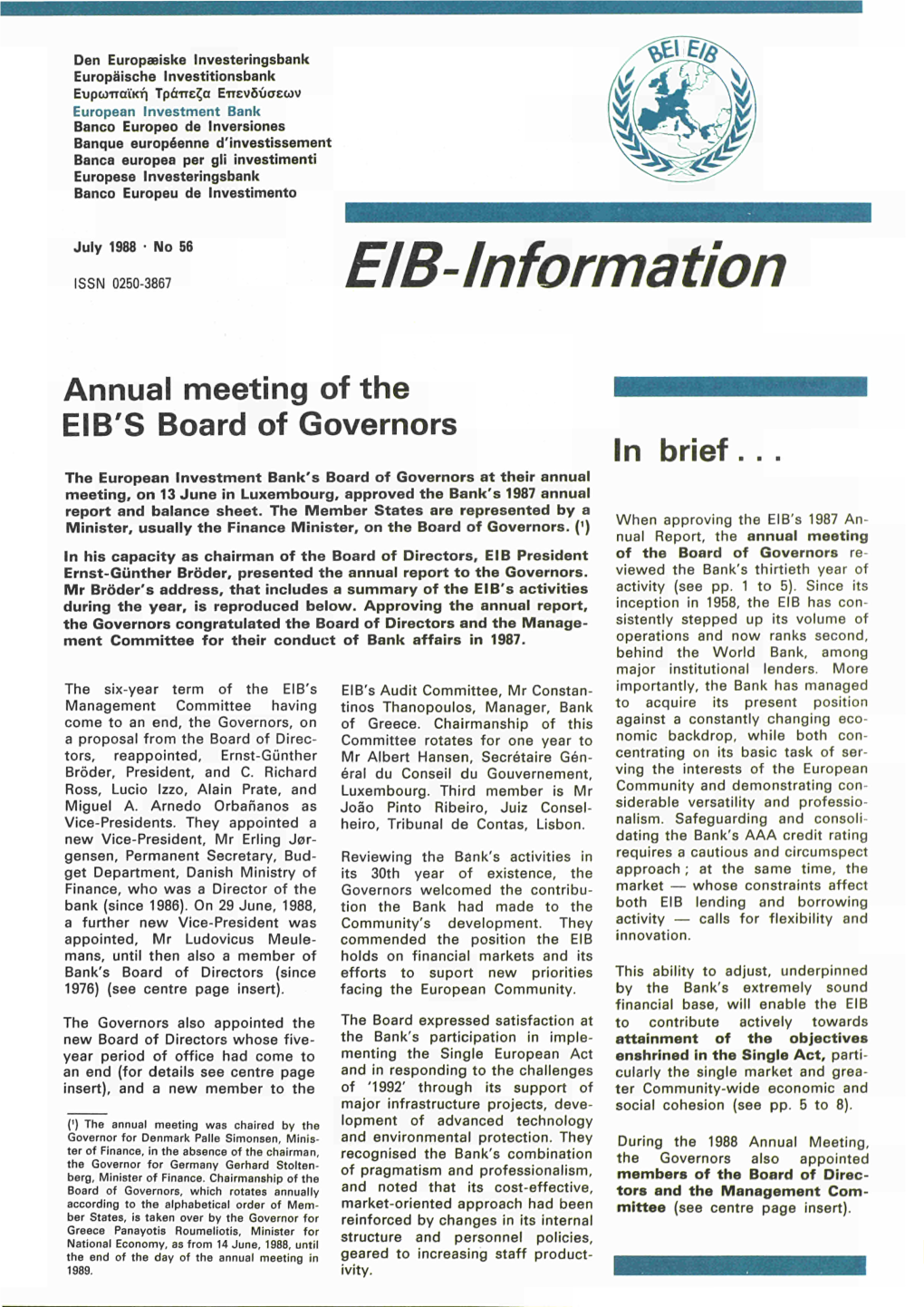 EIB-Information : July 1988