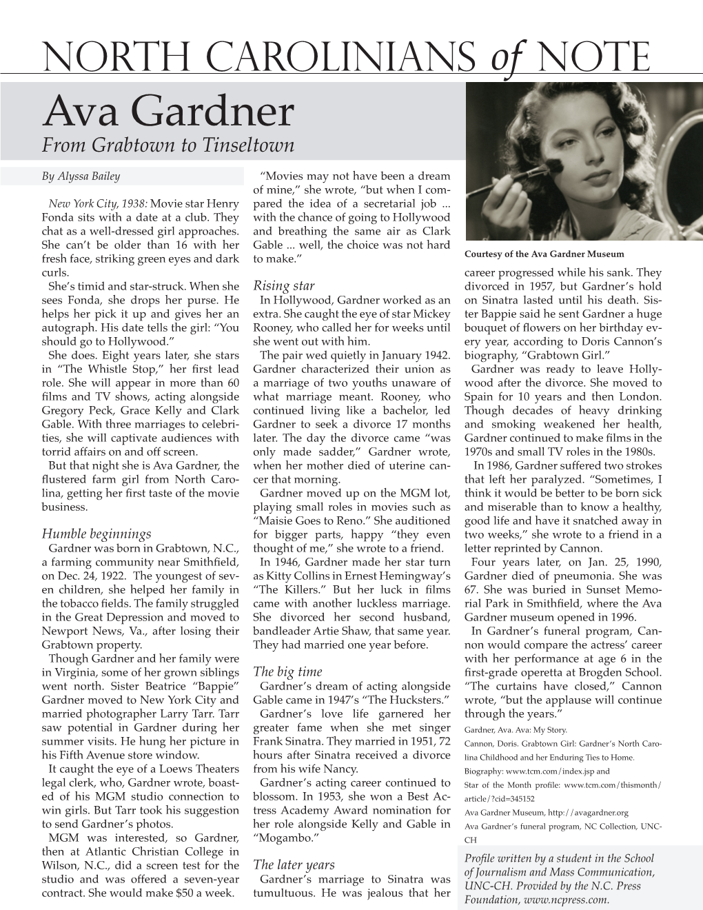 Ava Gardner from Grabtown to Tinseltown