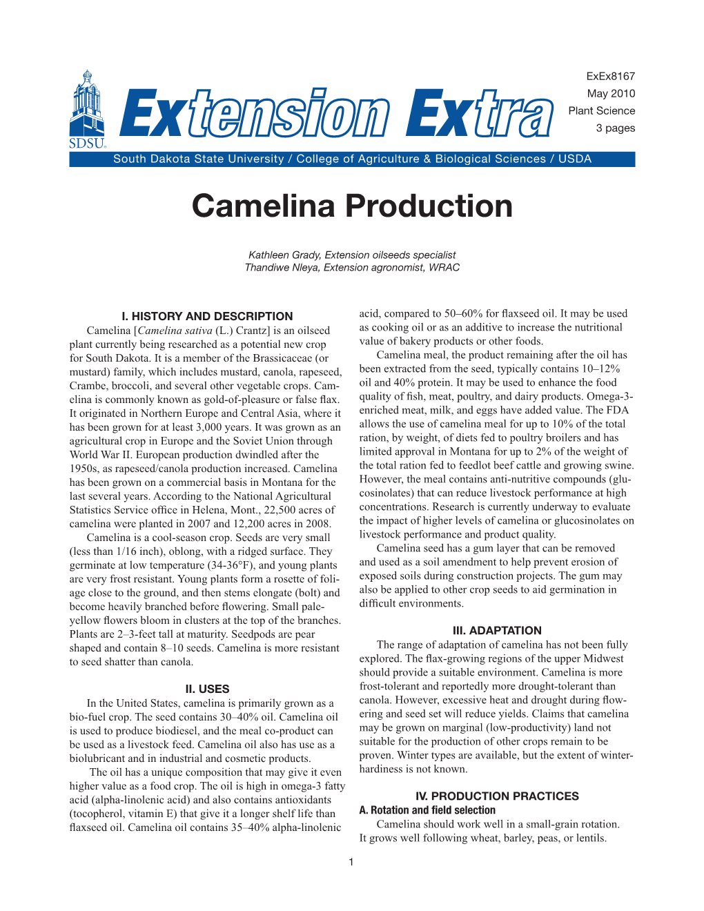 Camelina Production