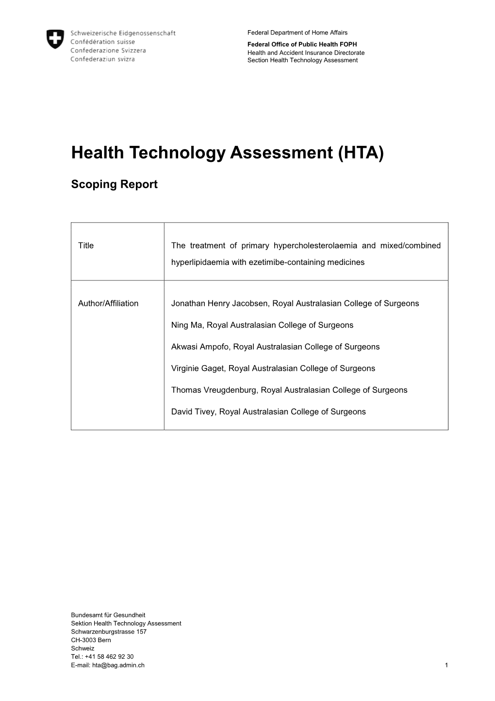 Health Technology Assessment (HTA)