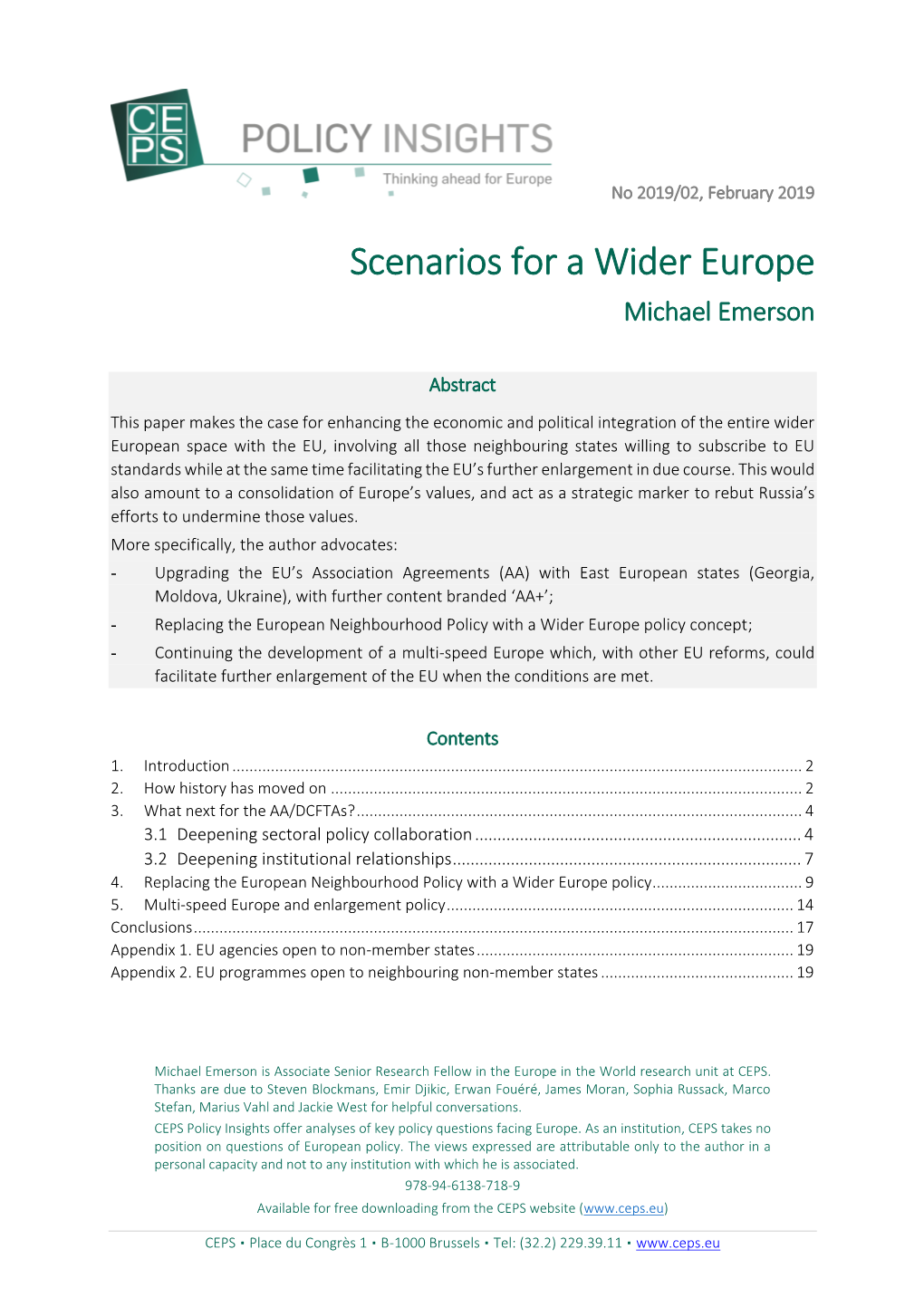 Scenarios for a Wider Europe Michael Emerson