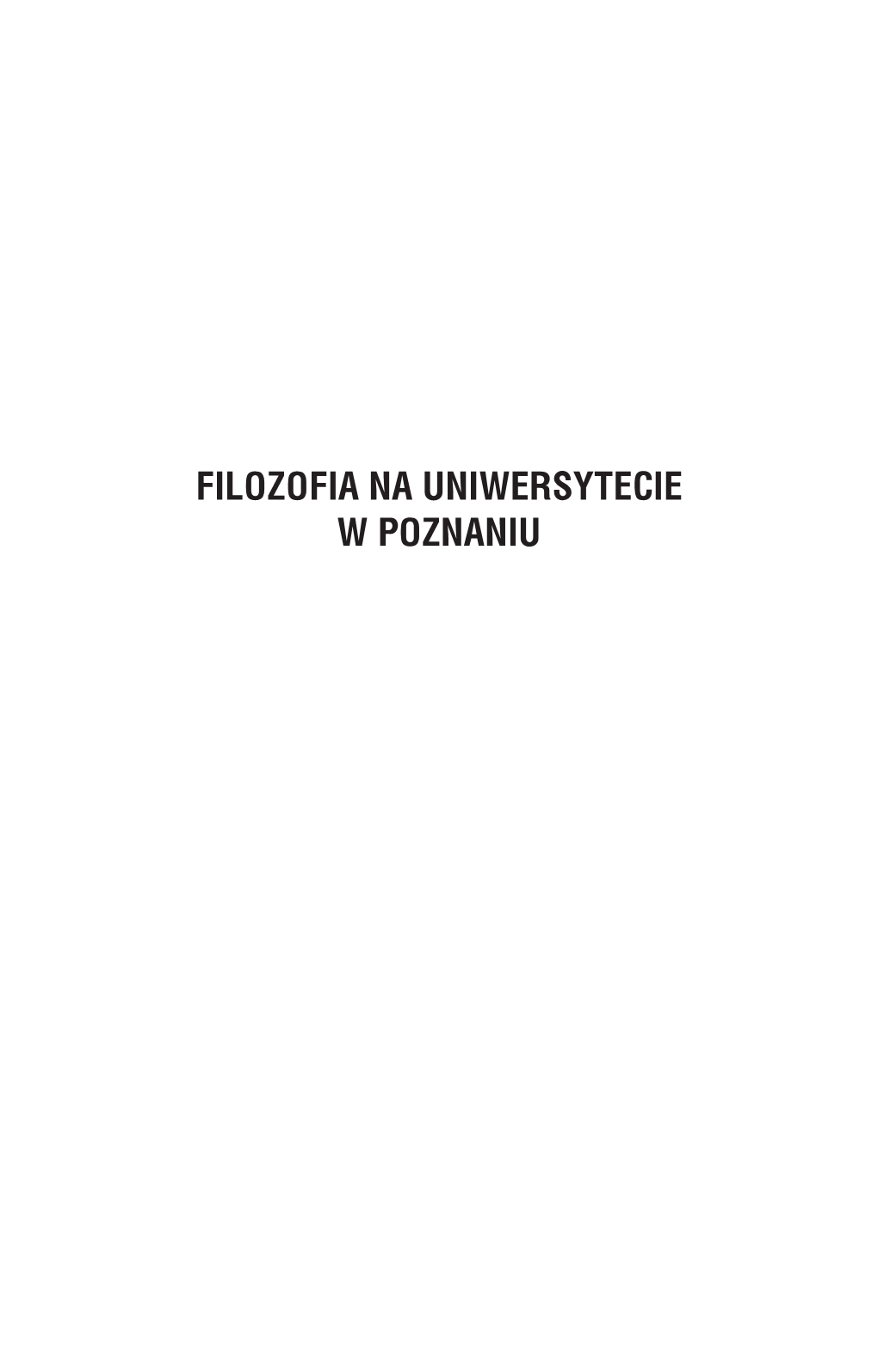 Filozofia Na Uniwersytecie W Poznaniu