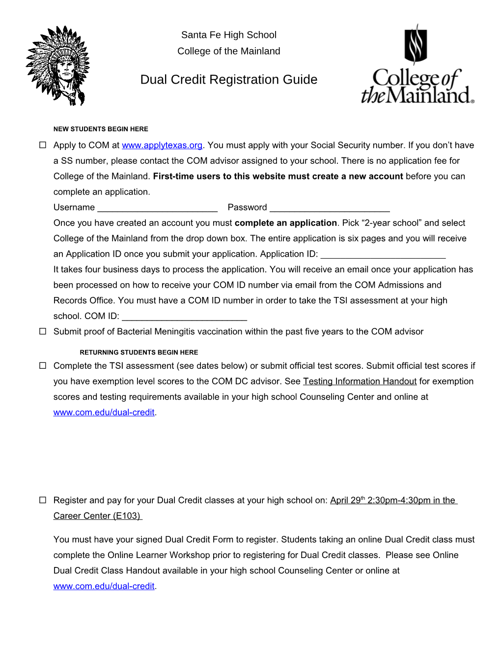 Dual Credit Registration Guide