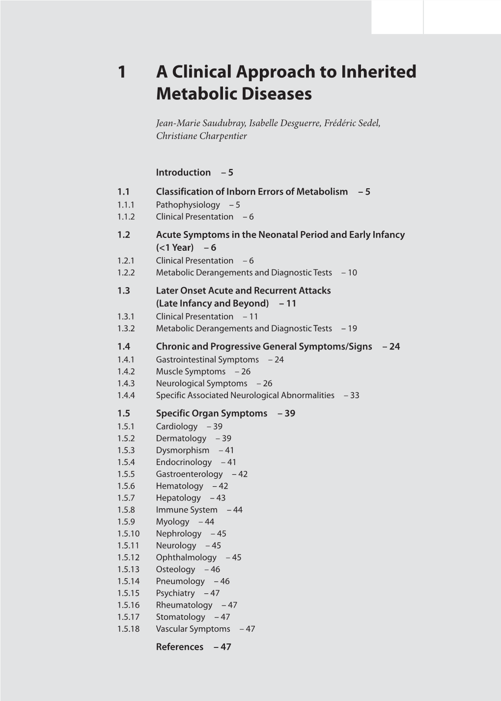 1 a Clinical Approach to Inherited Metabolic Diseases