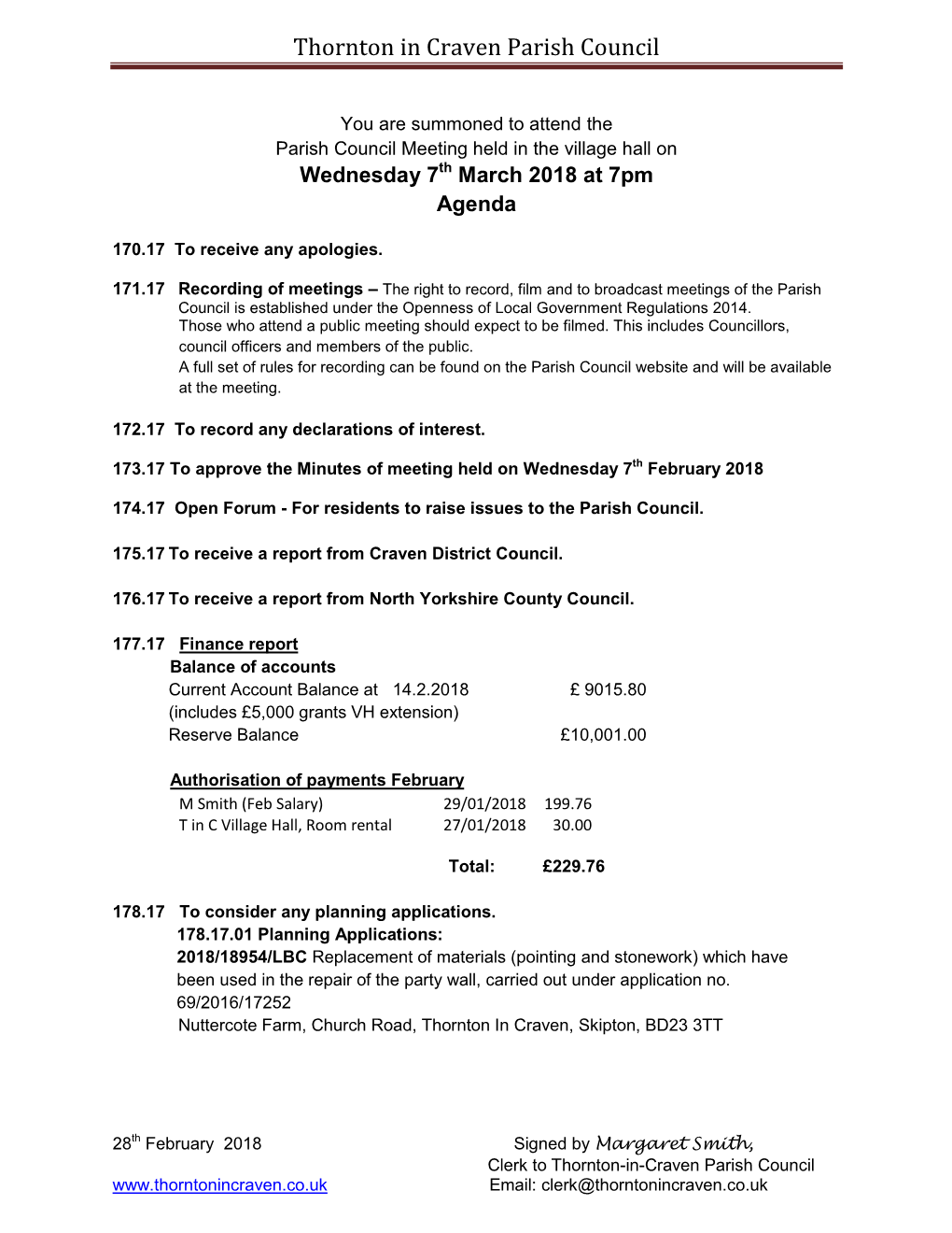 Agenda 07.03.2018