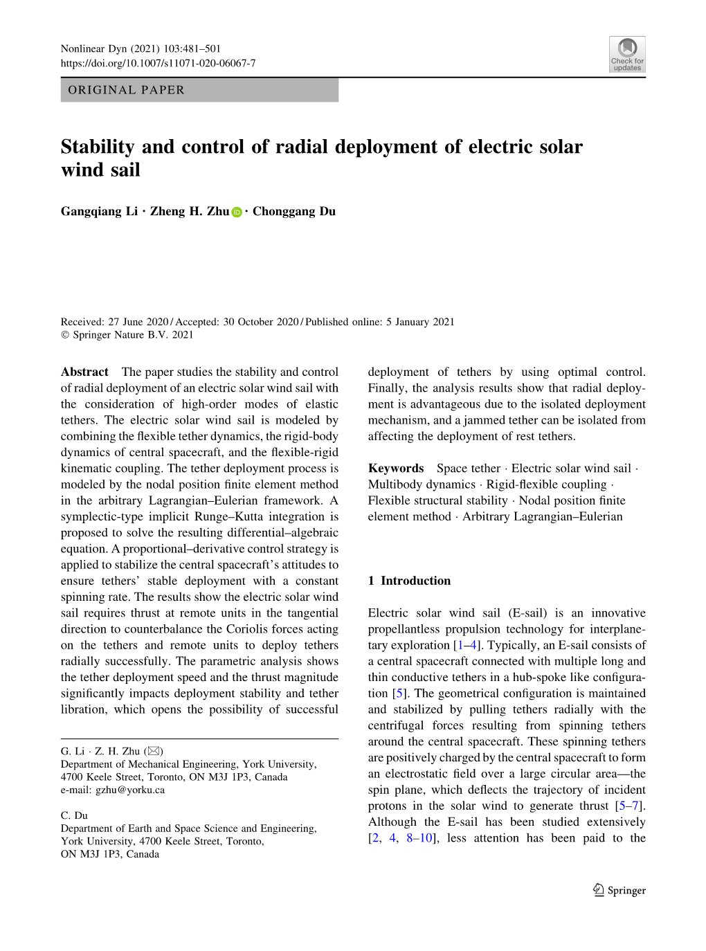 Stability and Control of Radial Deployment of Electric Solar Wind Sail