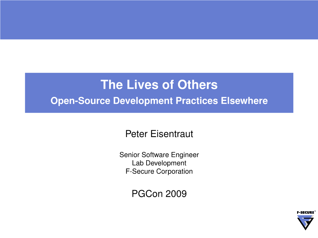 The Lives of Others Open-Source Development Practices Elsewhere