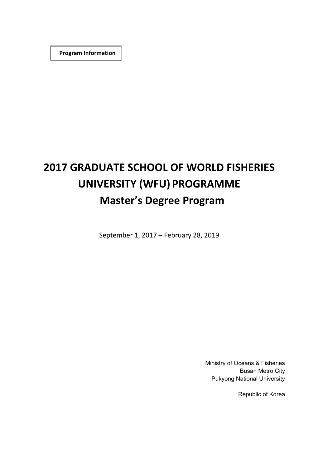 2017 Graduate School of World Fisheries University