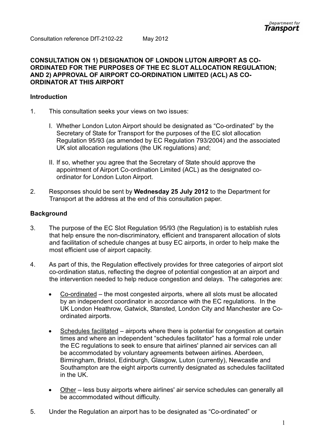 London Luton Airpot and Airport Co-Ordination Limited Consultation