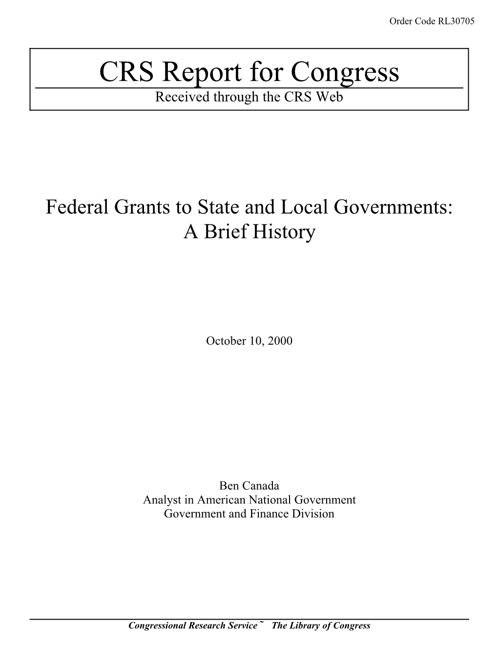 CRS Report for Congress Received Through the CRS Web