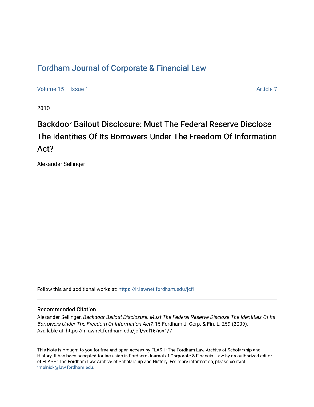 Fordham Journal of Corporate & Financial