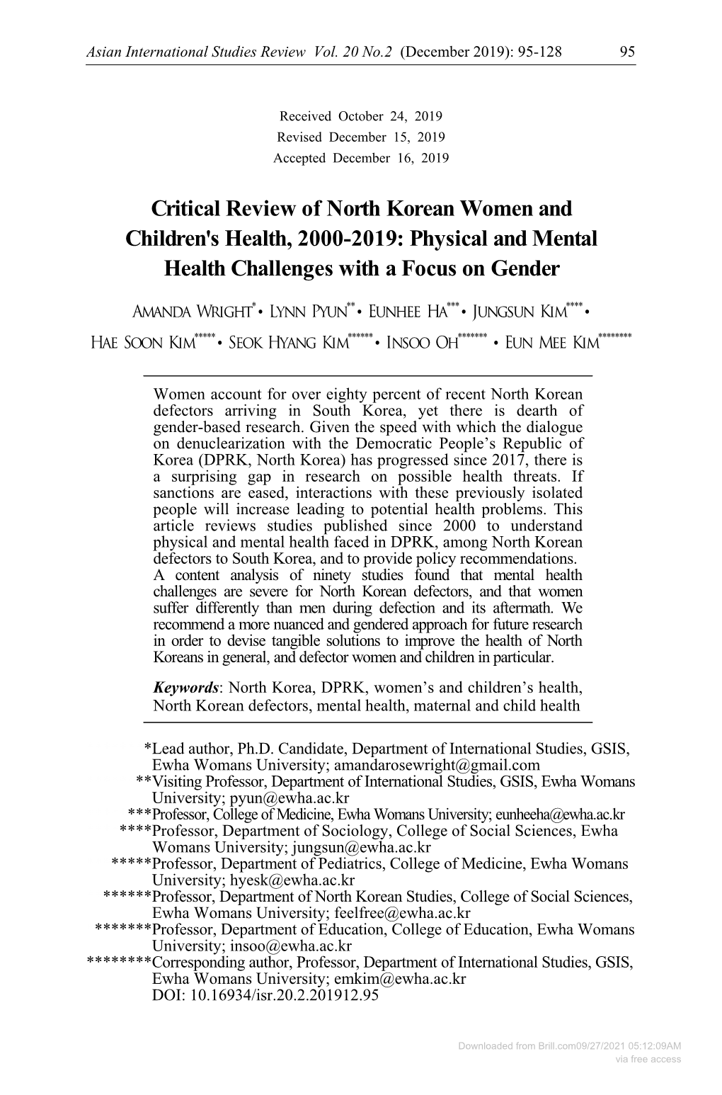 05.Critical Review of North Korean Women and Children's Health
