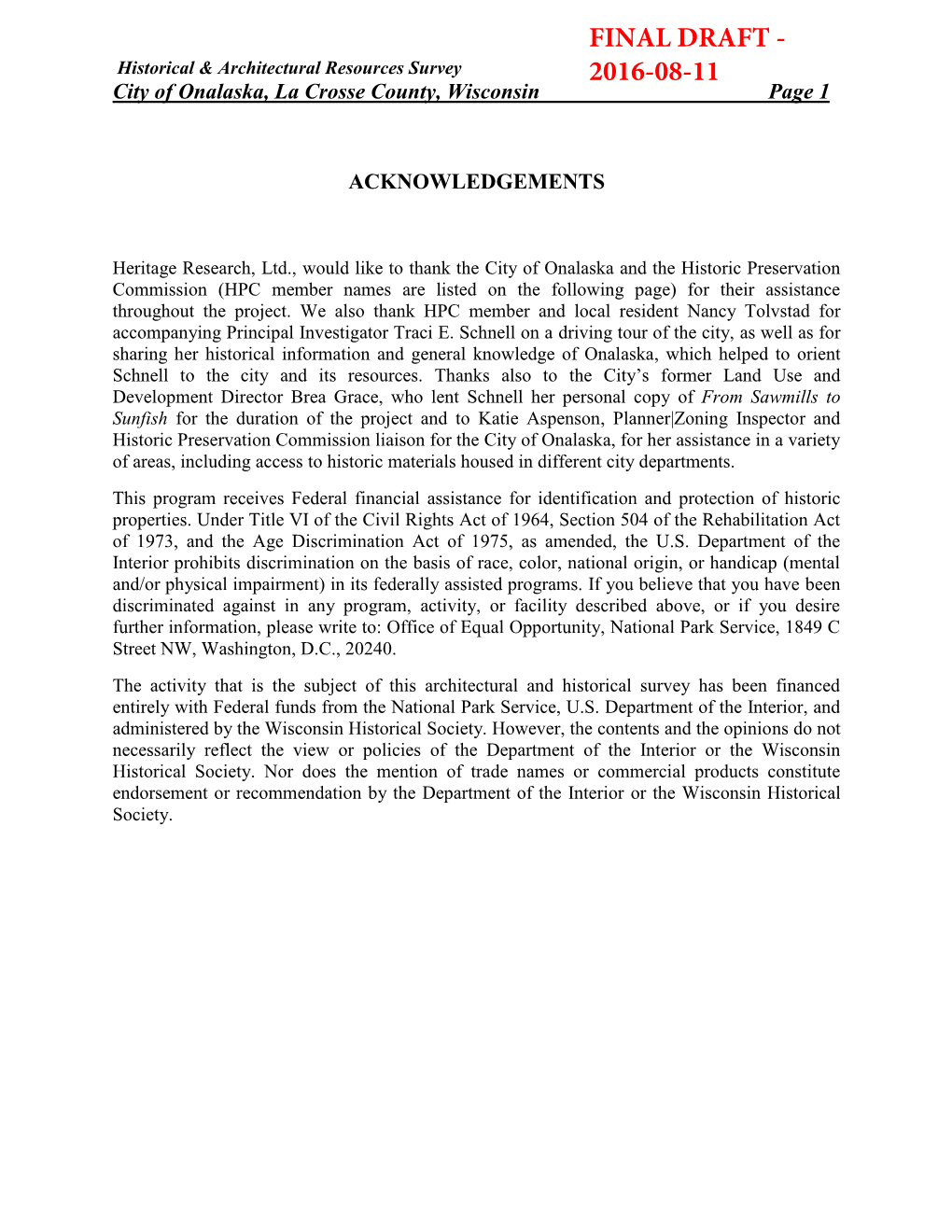 City of Onalaska, La Crosse County, Wisconsin Page 1