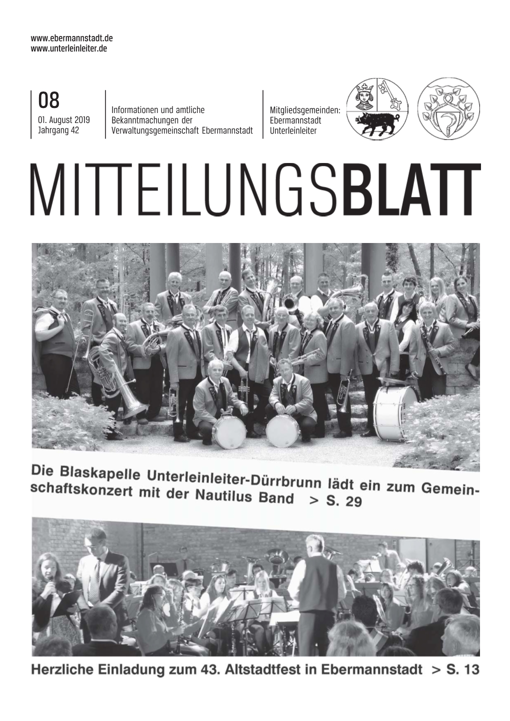 Mitteilungsblatt I August 2019 REDAKTIONSINFORMATIONEN VORWORT