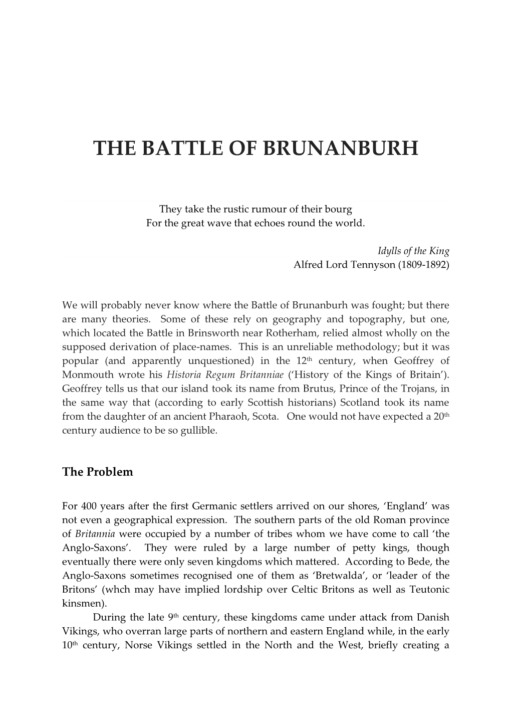 The Battle of Brunanburh