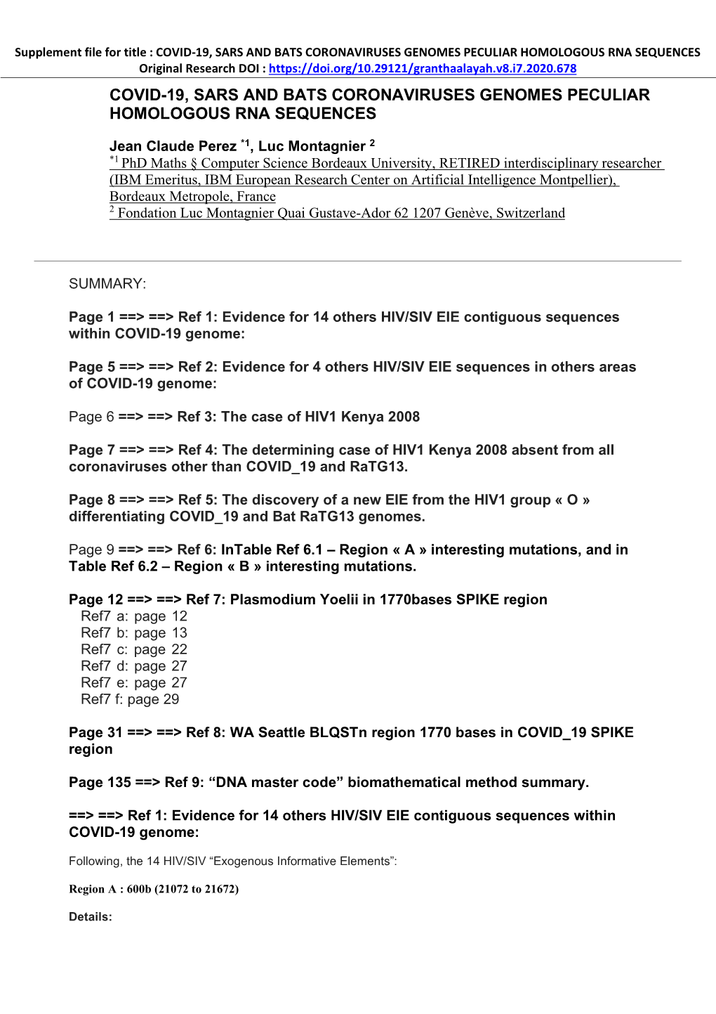 Covid-19, Sars and Bats Coronaviruses Genomes