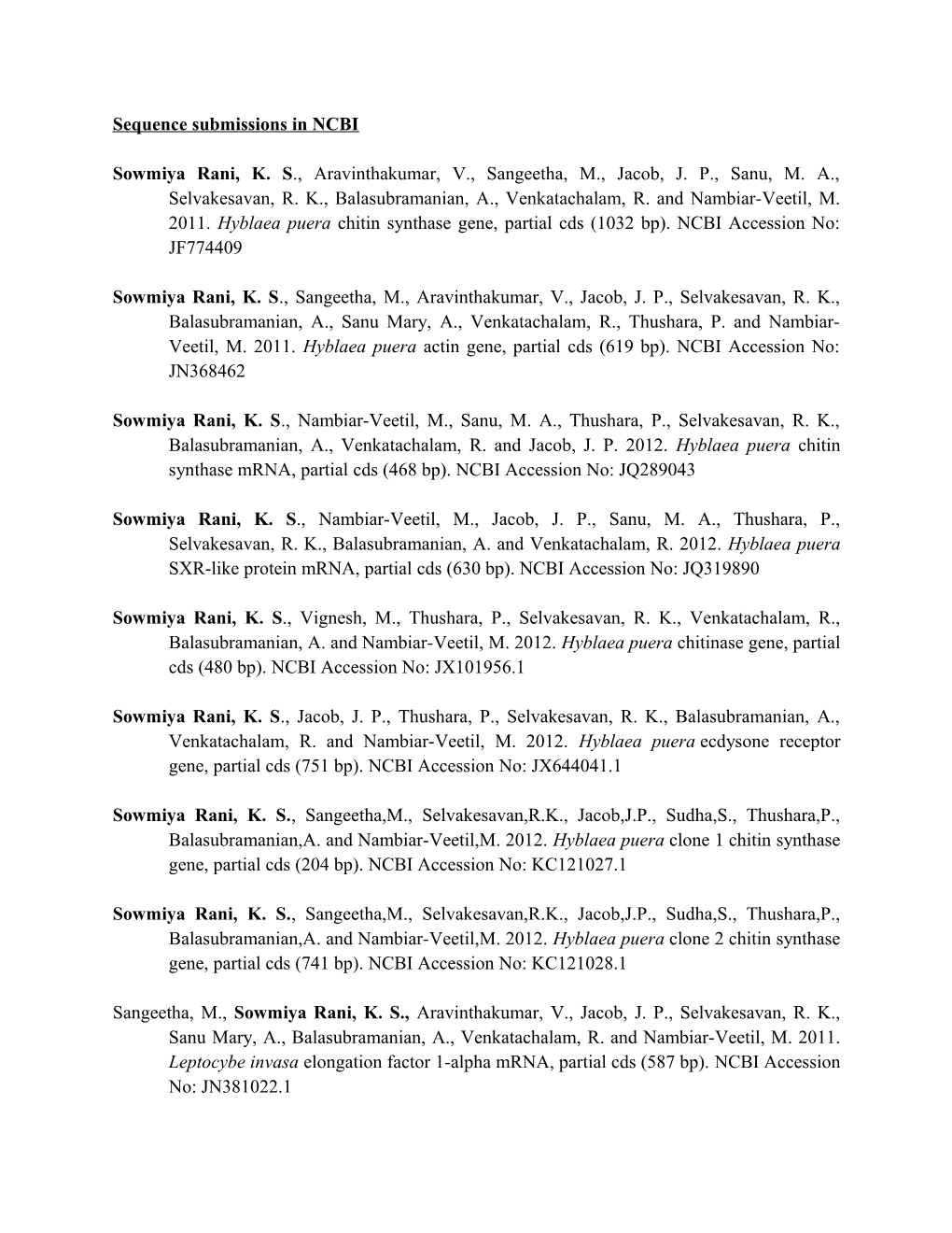 Sequence Submissions in NCBI