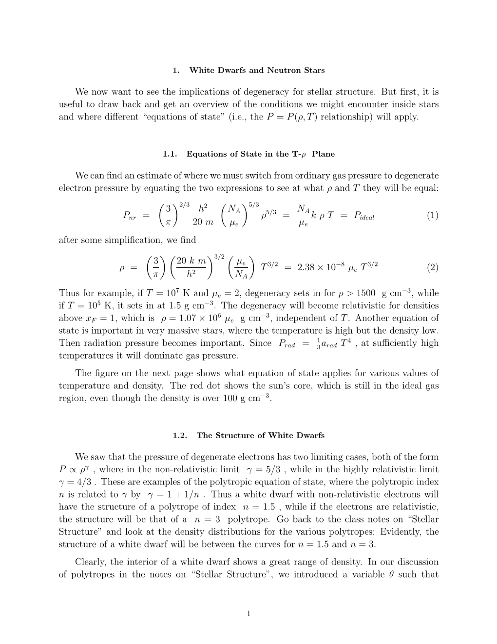 Notes on White Dwarfs and Neutron Stars