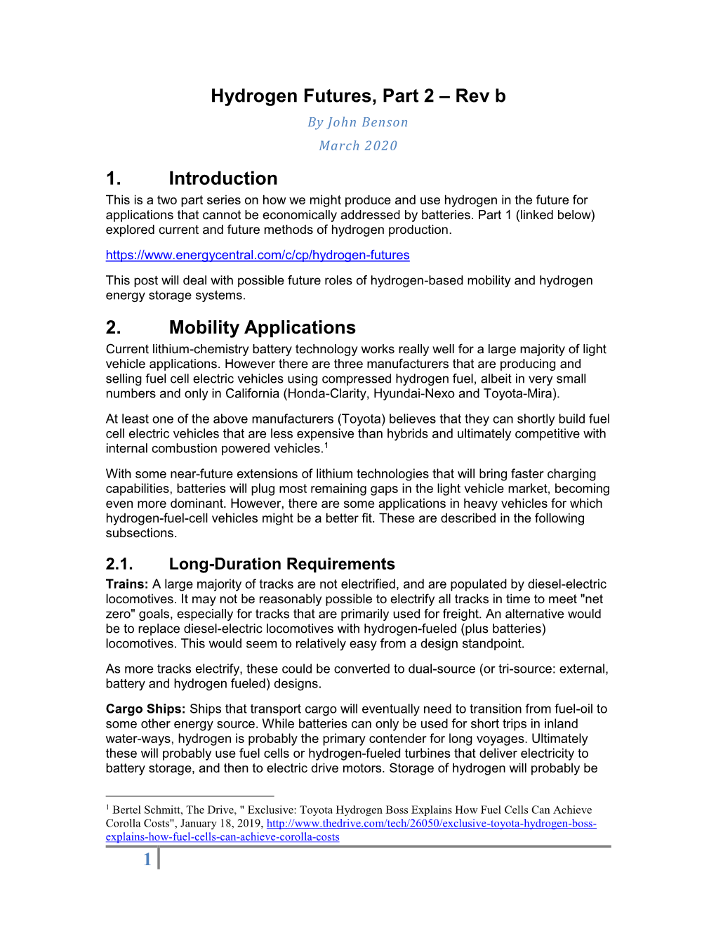 1 Hydrogen Futures, Part 2