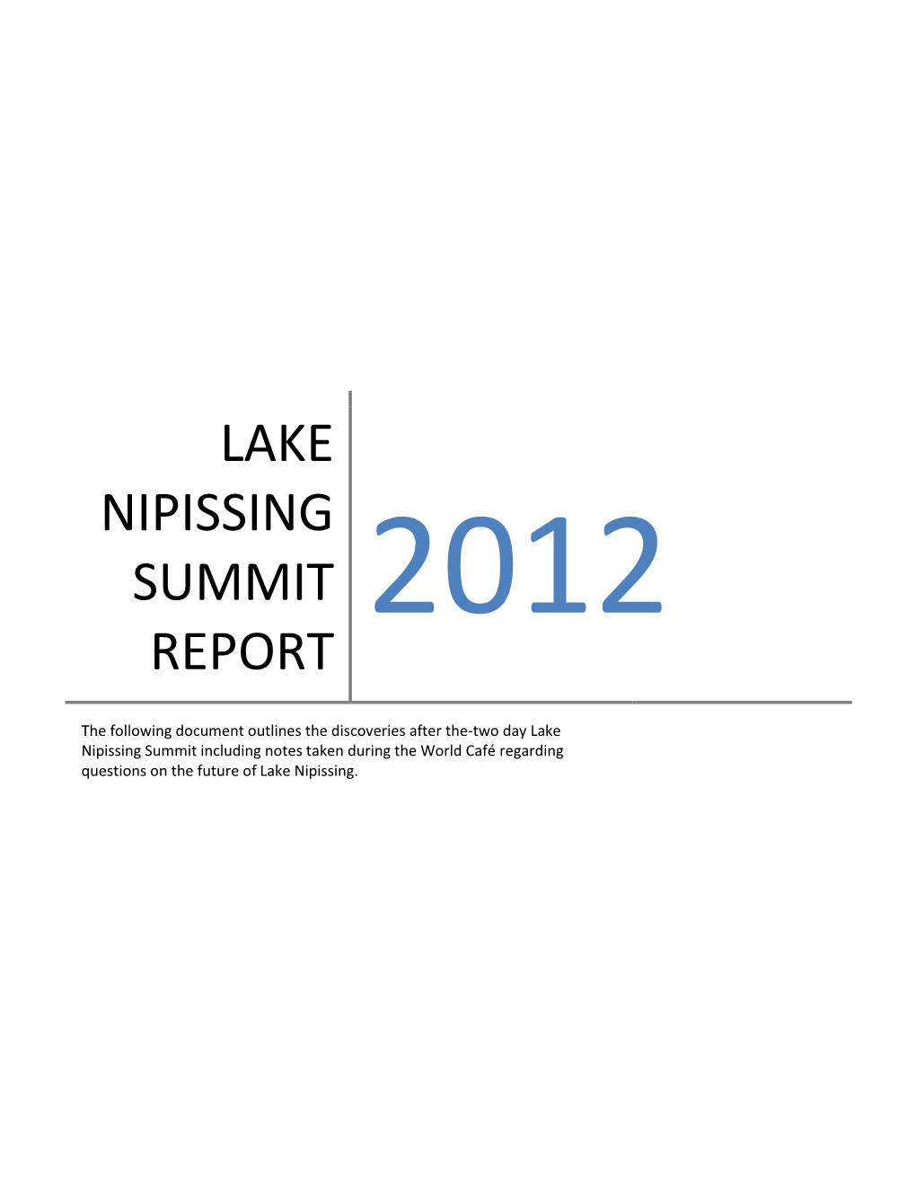Lake Nipissing Summit Report