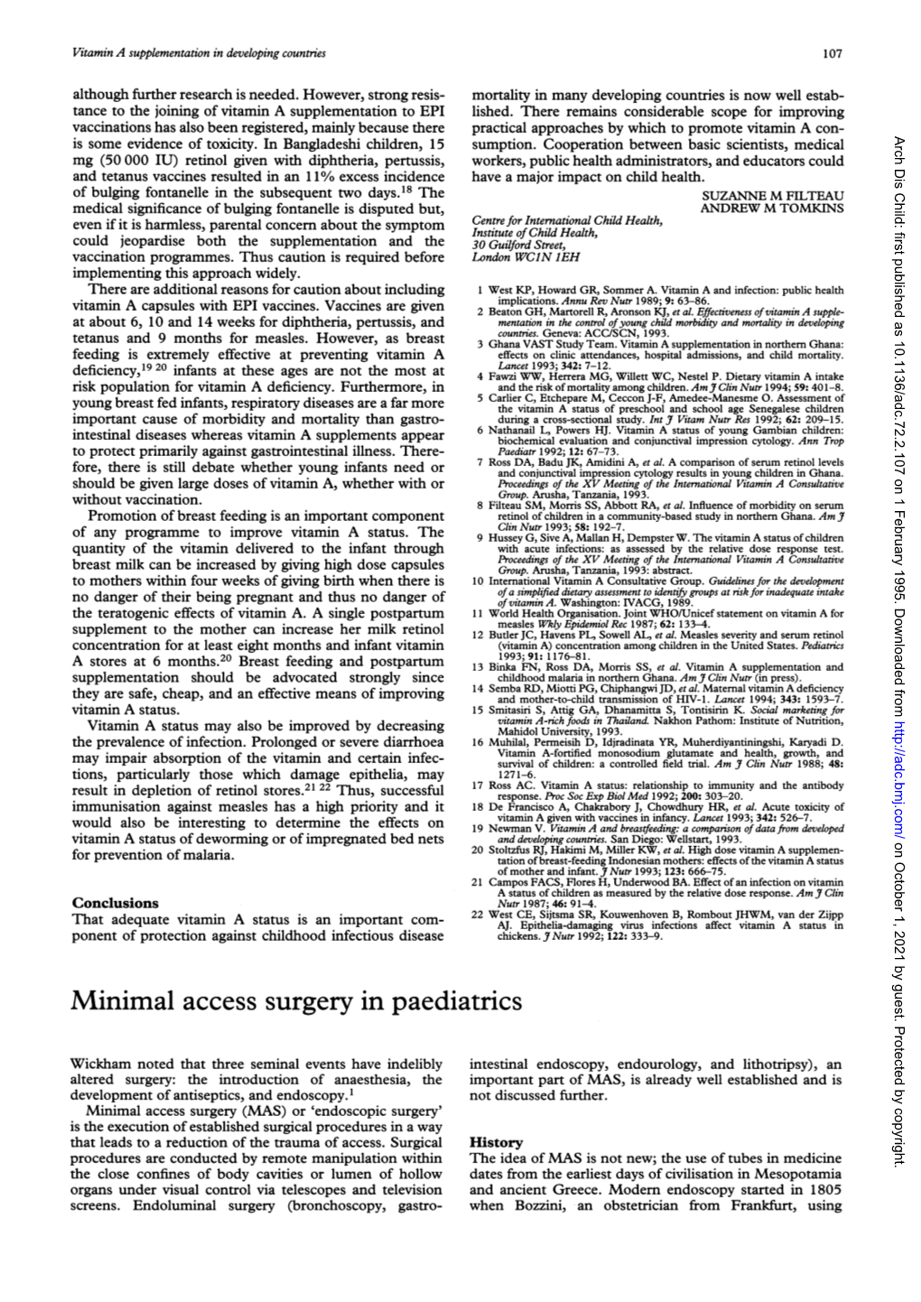 Minimal Access Surgery in Paediatrics
