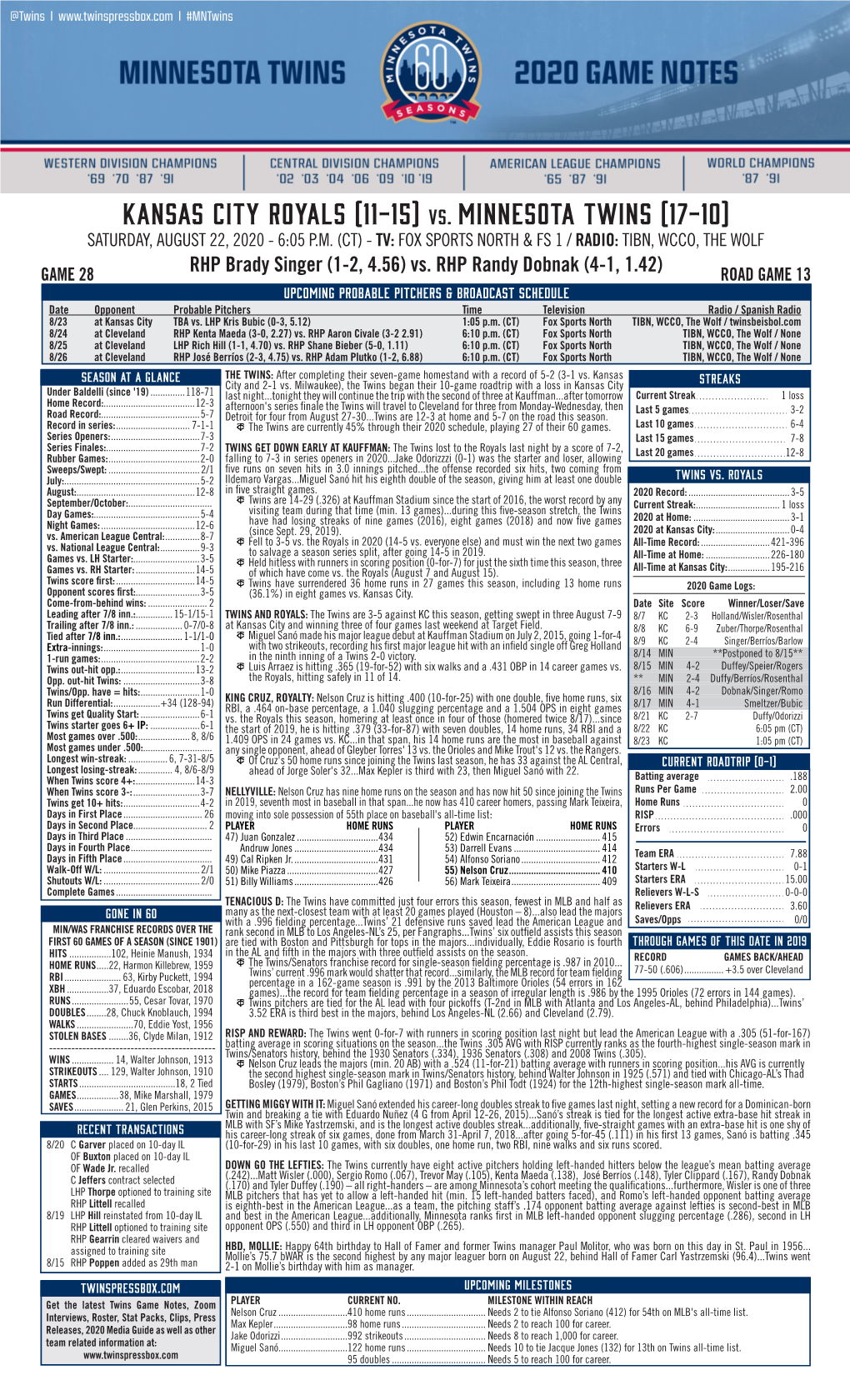 Twins Notes 8-22 at KC.Pdf