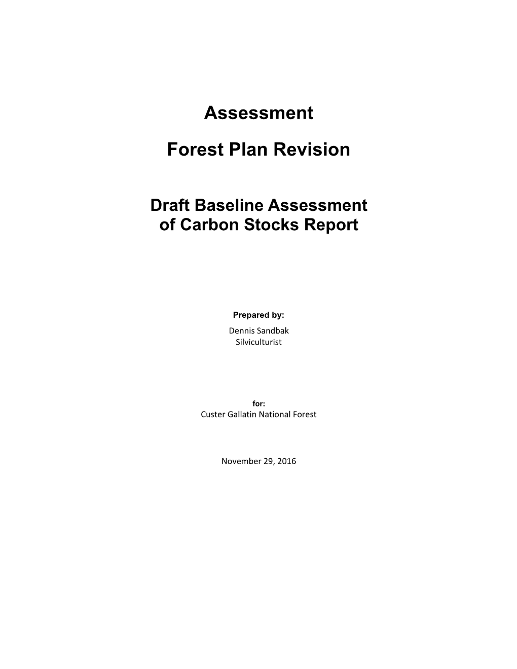Baseline Assessment of Carbon Stocks Report