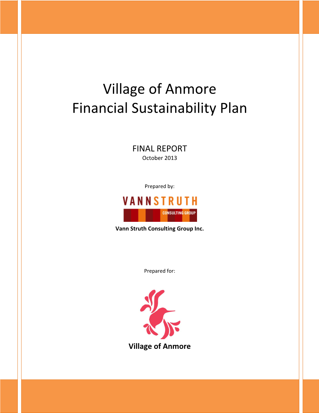 Village of Anmore Financial Sustainability Plan
