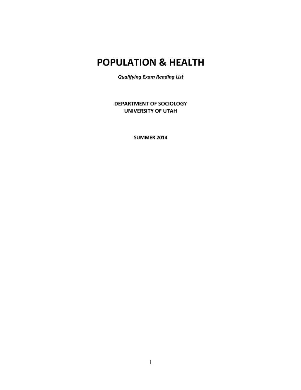 Population & Health