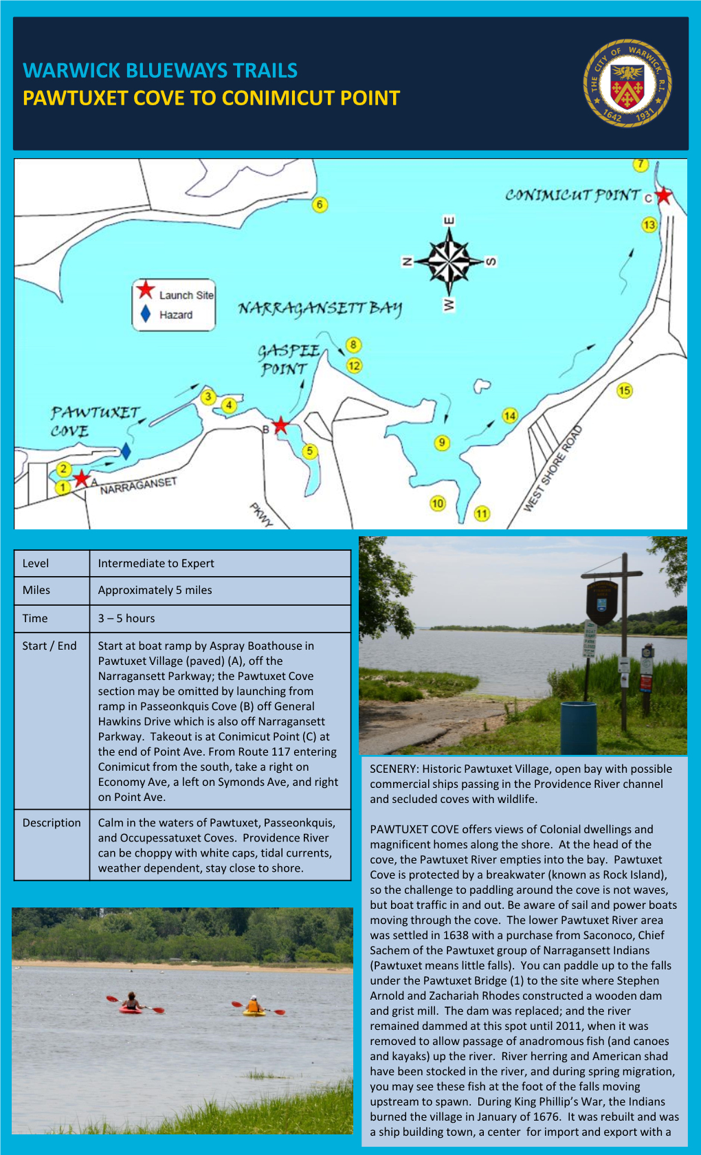 Warwick Blueways Trails Pawtuxet Cove to Conimicut Point