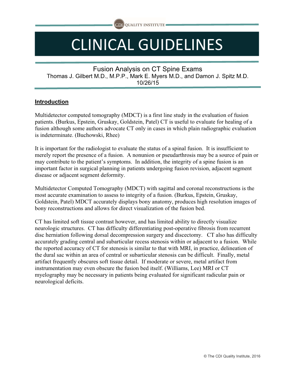 Fusion Analysis on CT Spine Exams Thomas J