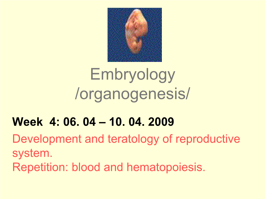 Embryology /Organogenesis