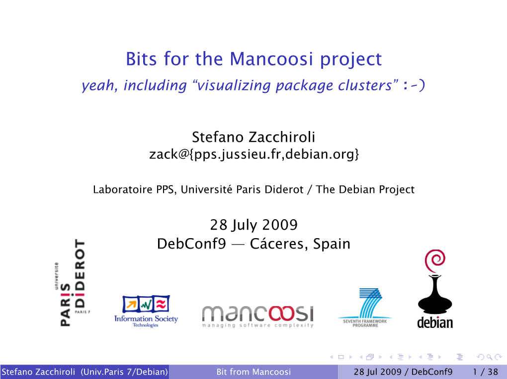 Bits for the Mancoosi Project Yeah, Including ``Visualizing Package Clusters''