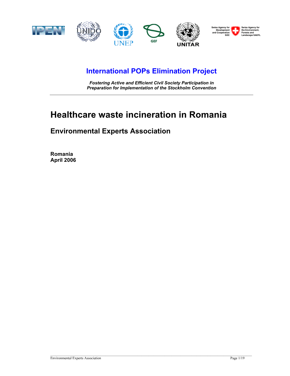 Healthcare Waste Incineration in Romania