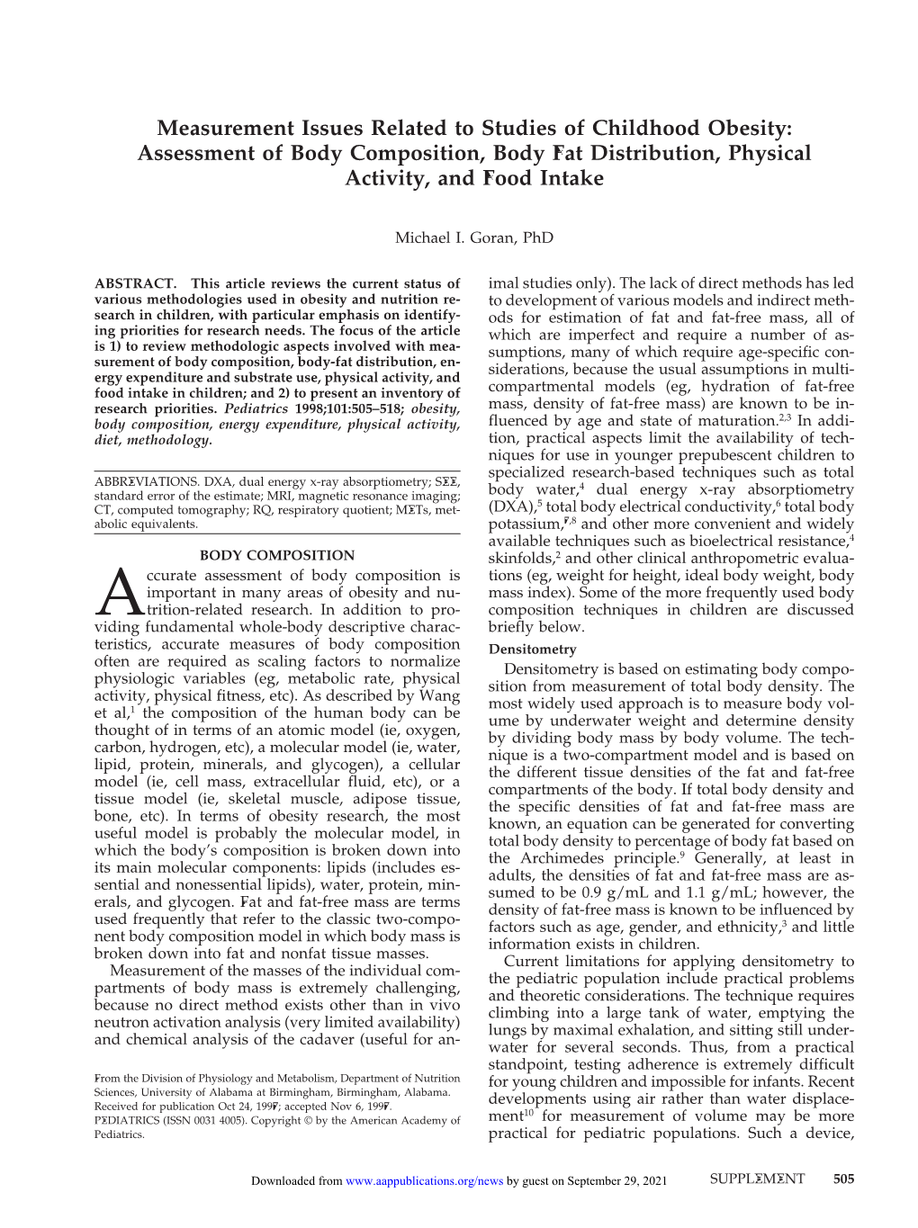 Assessment of Body Composition, Body Fat Distribution, Physical Activity, and Food Intake