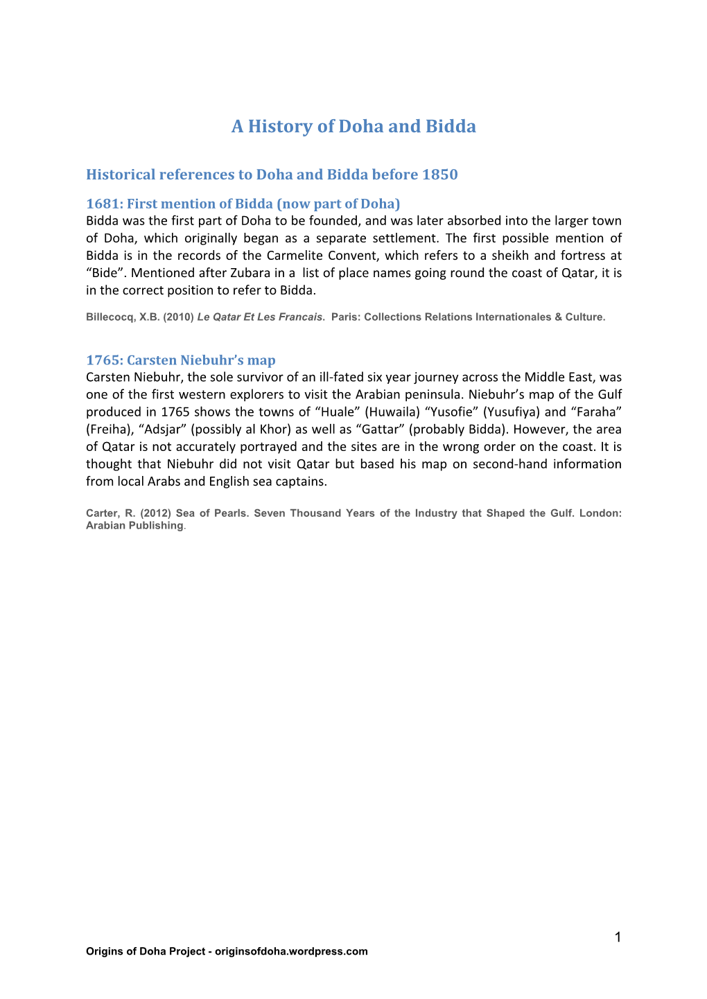 A History of Doha and Bidda