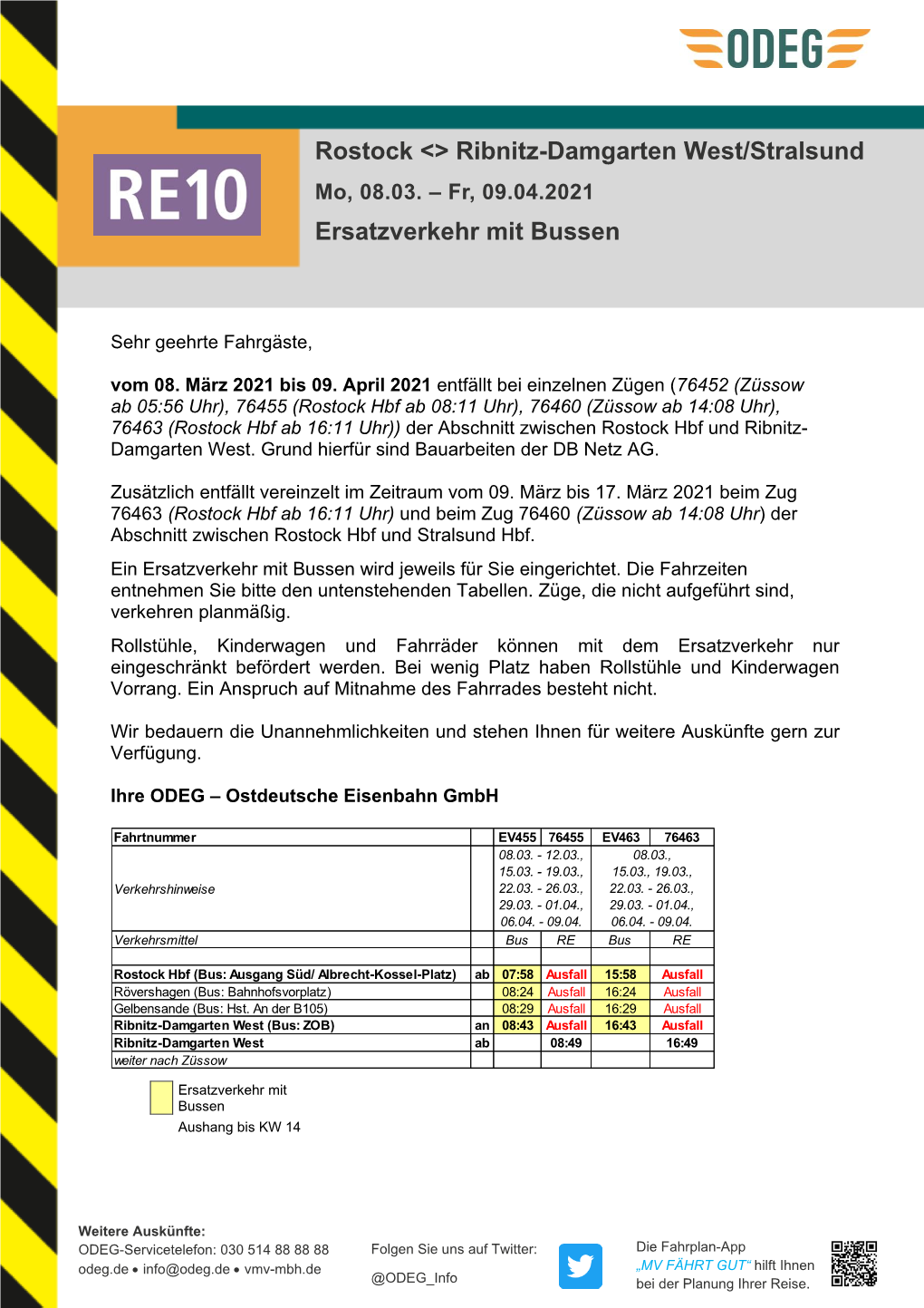 Ribnitz-Damgarten West/Stralsund Ersatzverkehr Mit Bussen