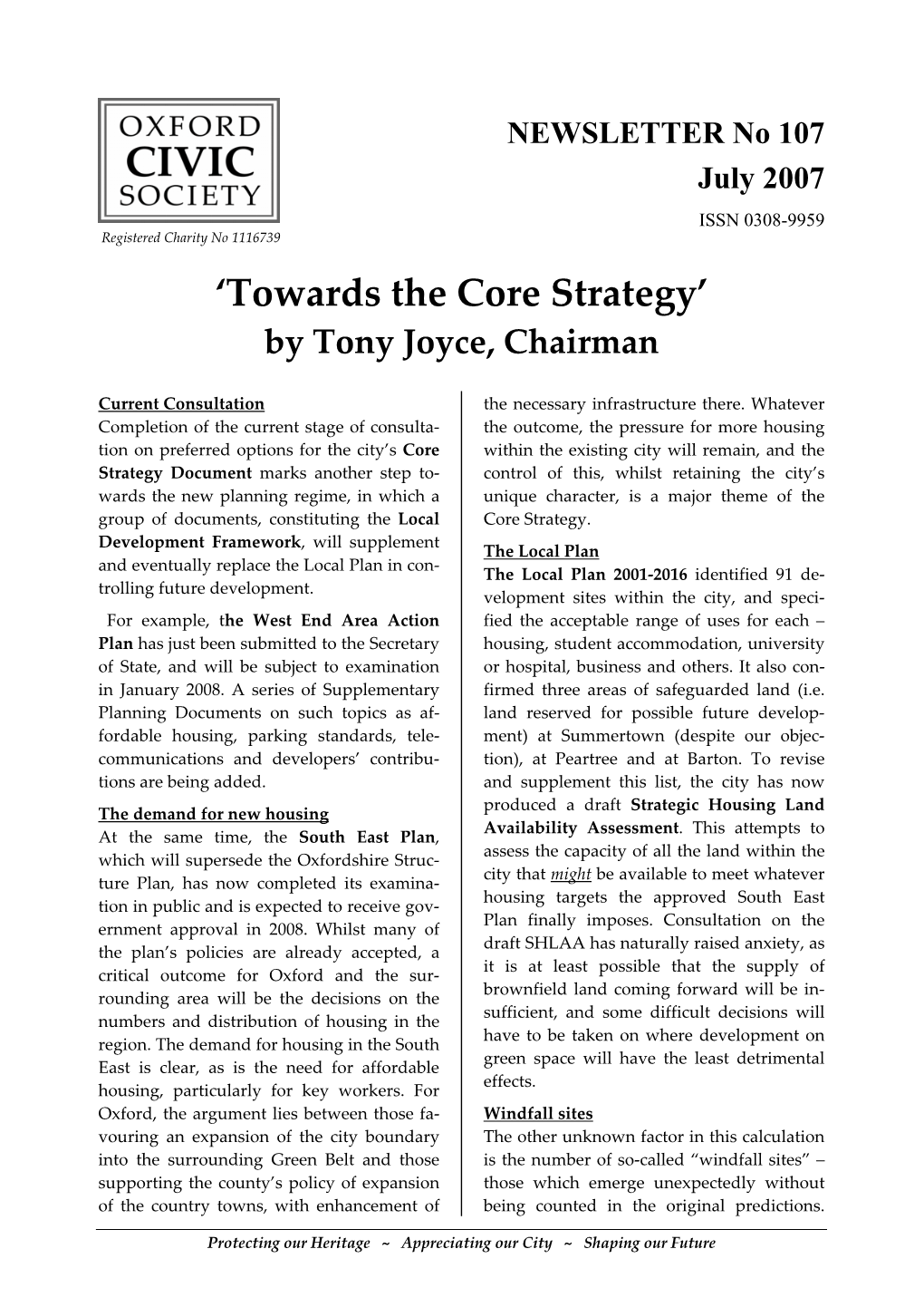 'Towards the Core Strategy'