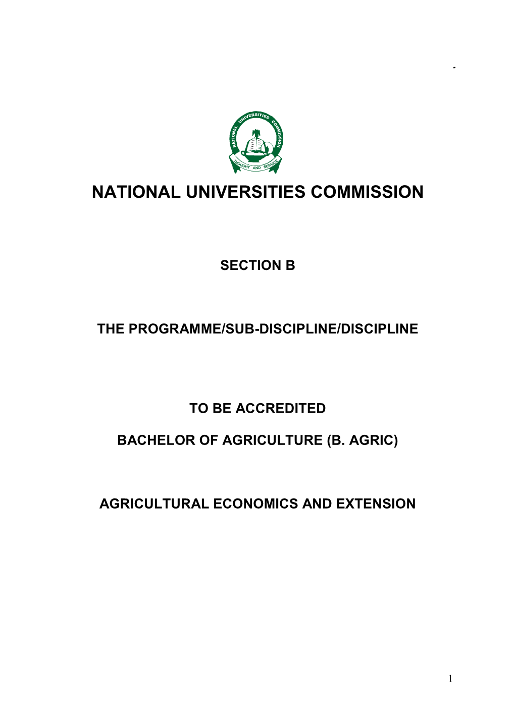 (B. Agric) Agricultural Economics and Extension