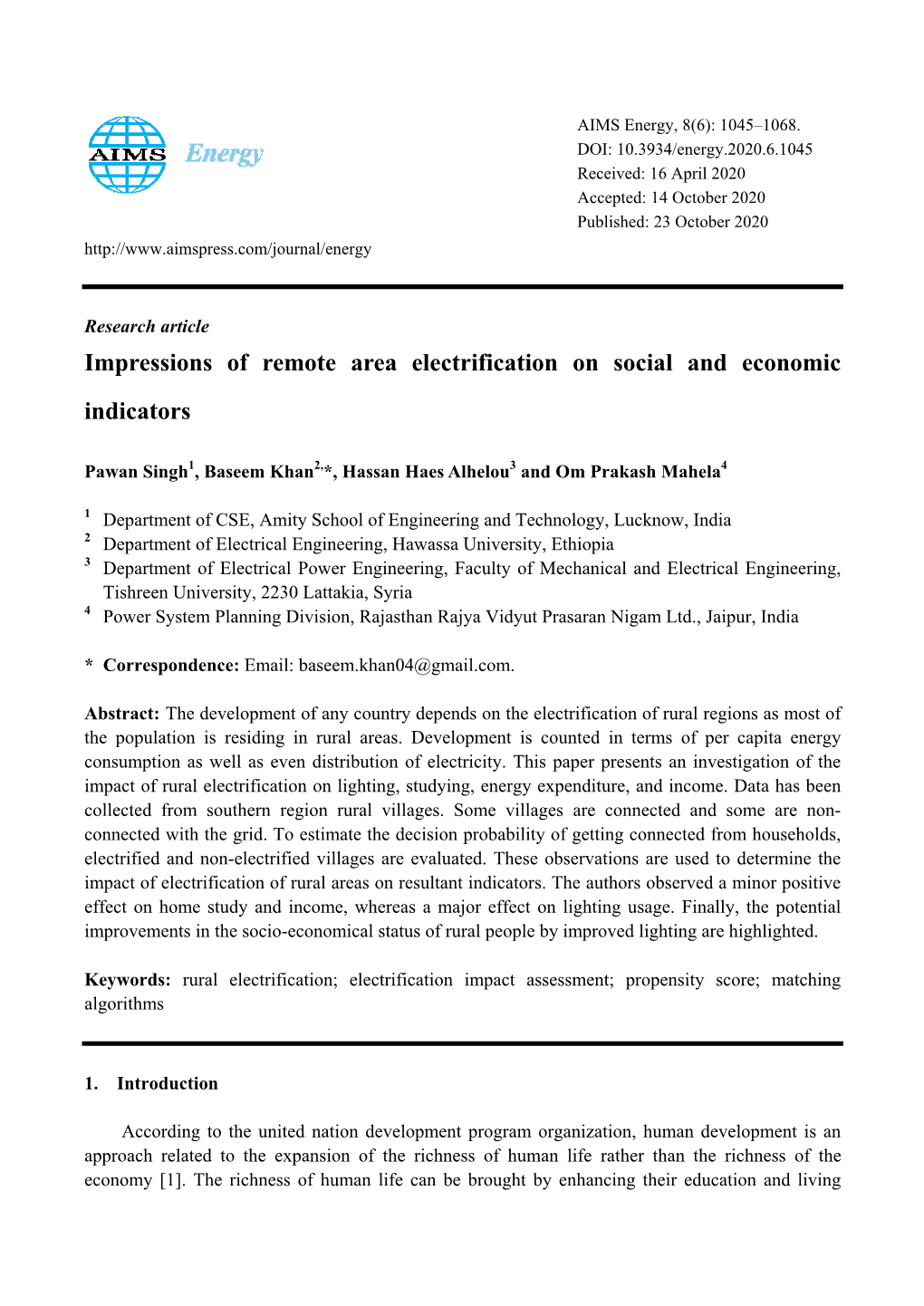 Impressions of Remote Area Electrification on Social and Economic Indicators