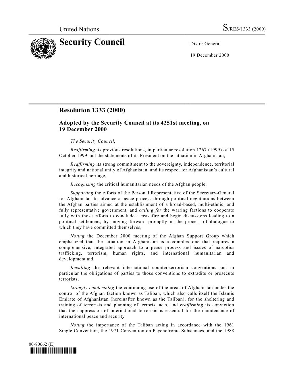 S/RES/1333 (2000) Security Council