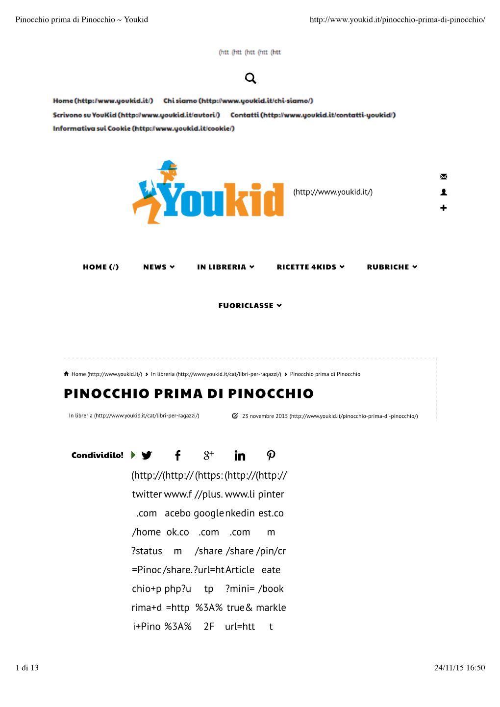 Pinocchio Prima Di Pinocchio ~ Youkid