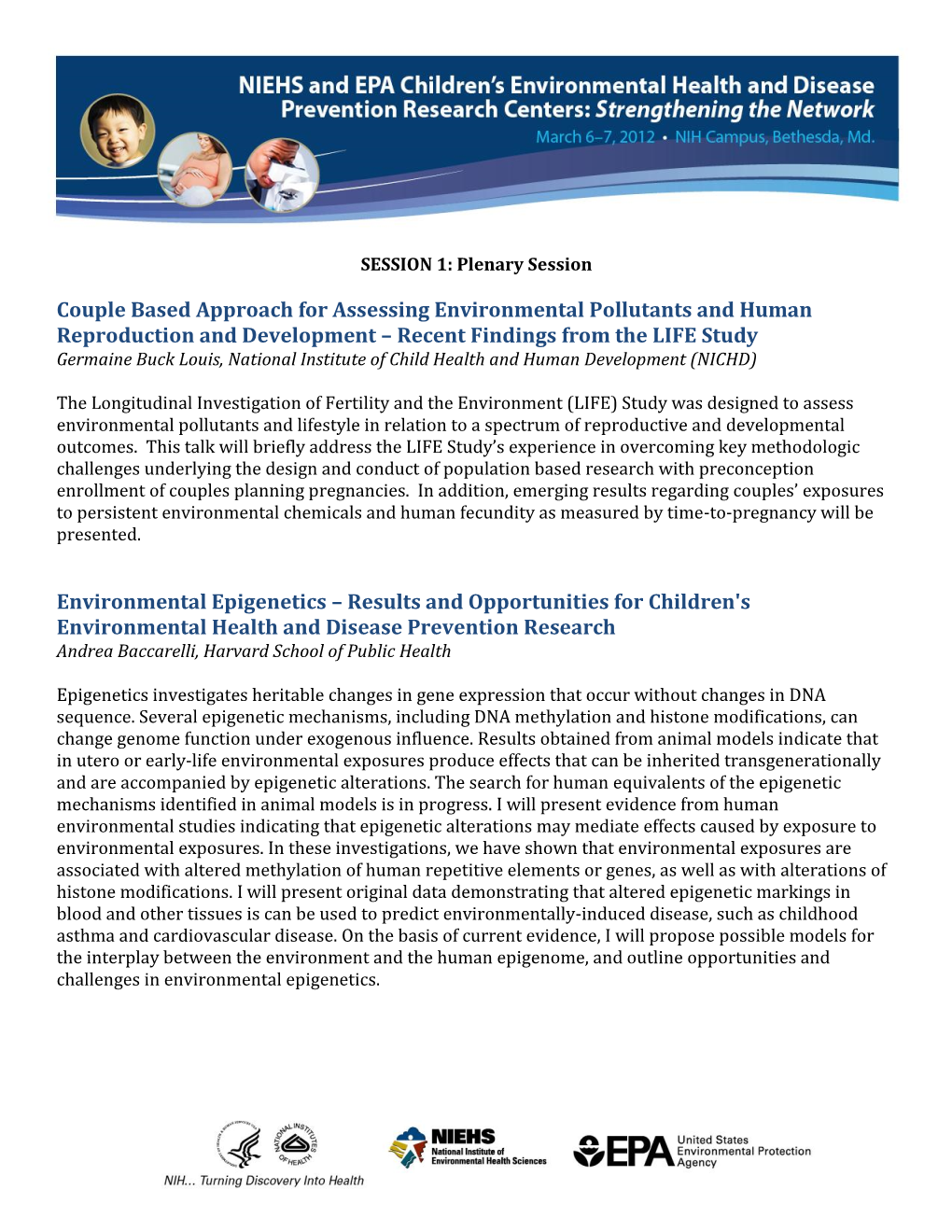 NIEHS and EPA Children's Environmental Health and Disease