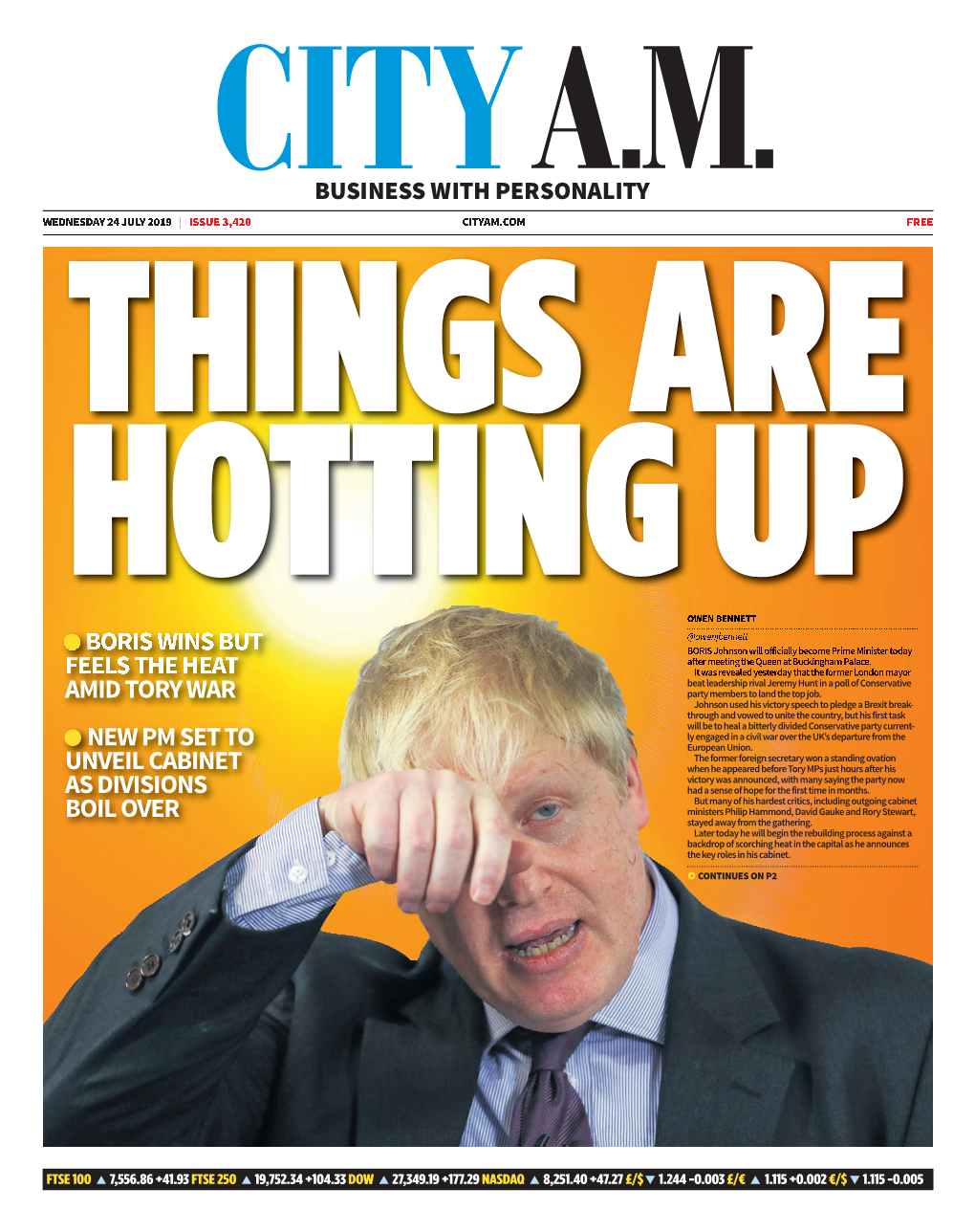 Boris Wins but Feels the Heat Amid Tory War New Pm Set To