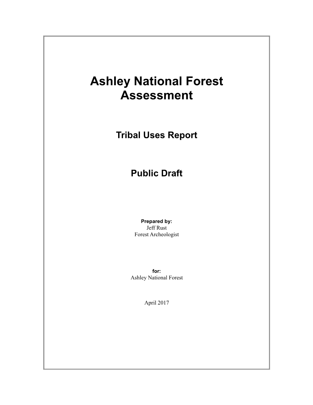 Ashley National Forest Assessment, Tribal Uses Report