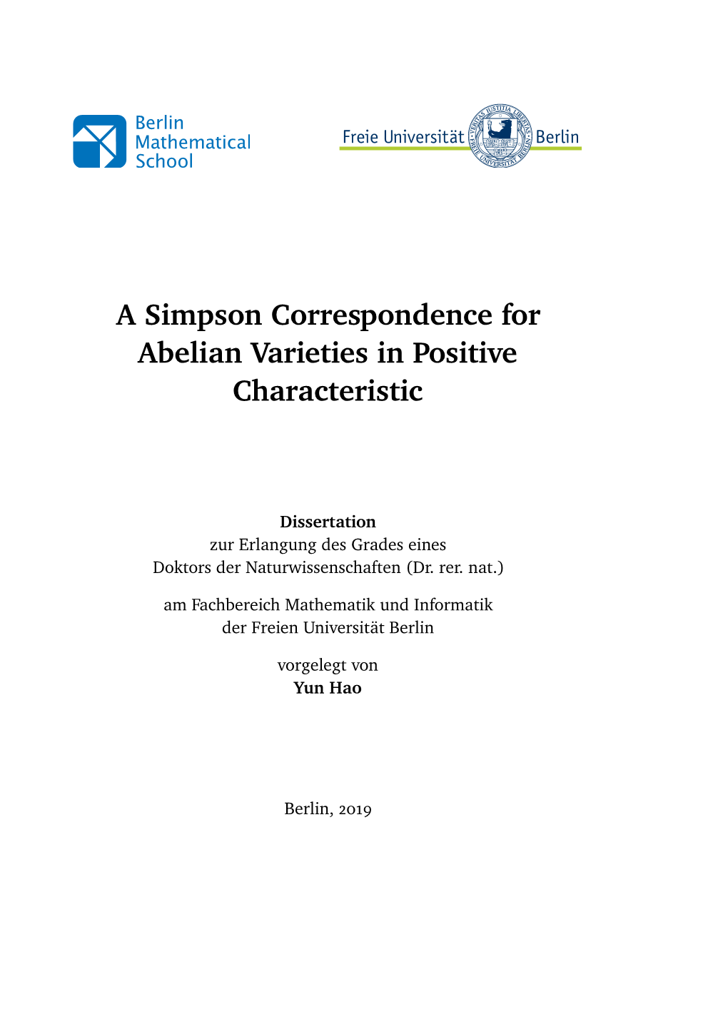 A Simpson Correspondence for Abelian Varieties in Positive Characteristic