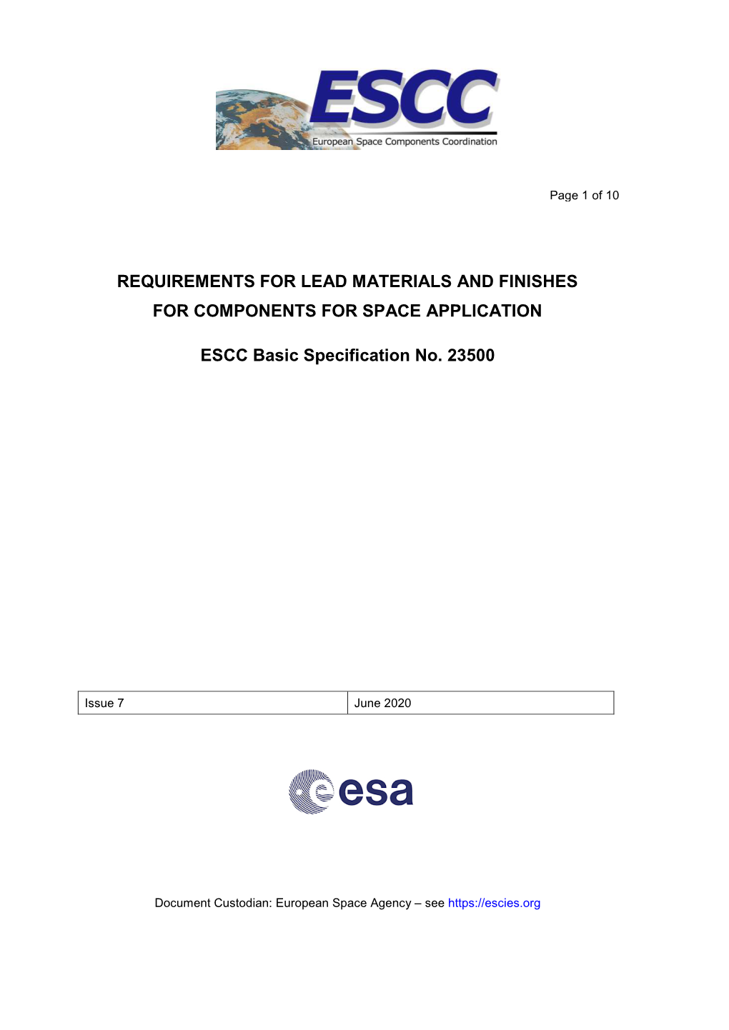 Requirements for Lead Materials and Finishes for Components for Space Application