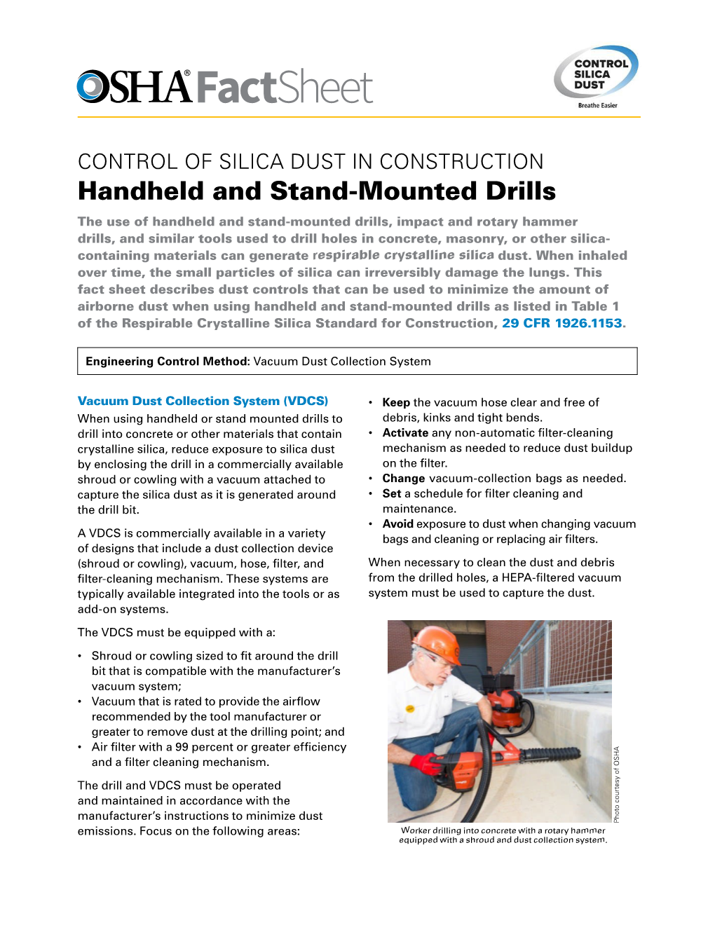 Handheld and Stand-Mounted Drills Fact Sheet