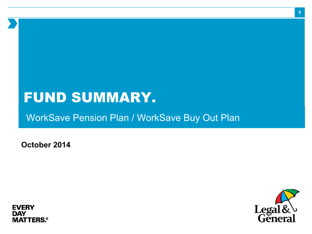 FUND SUMMARY. Worksave Pension Plan / Worksave Buy out Plan