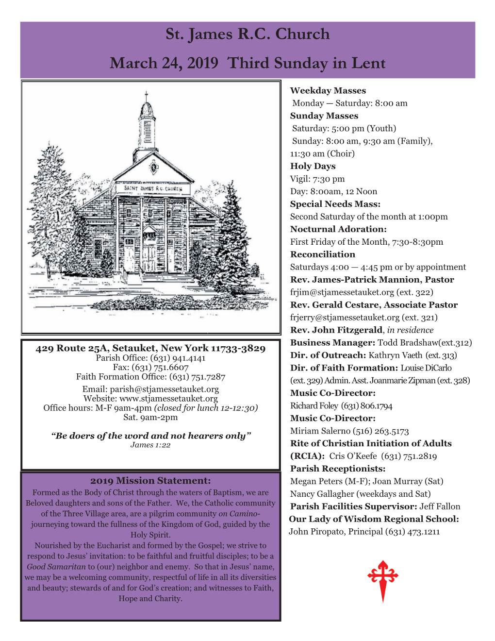 St. James R.C. Church March 24, 2019 Third Sunday in Lent